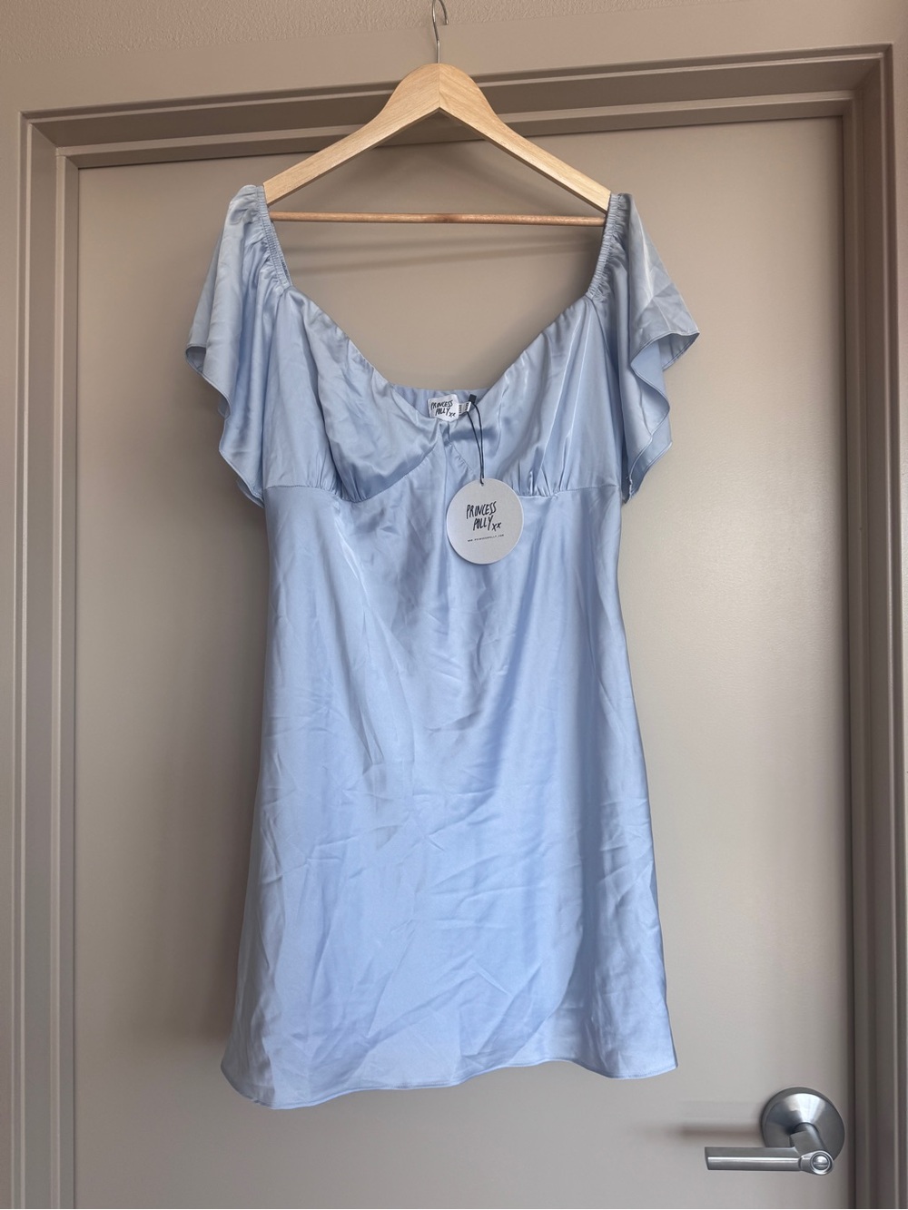 Princess Polly Light Blue Slip Dress with Flutter Sleeves